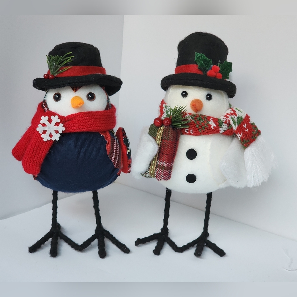 Winter Christmas Holiday decorative 7" Fabric Birds Walgreens 2 pc. Home Decor